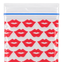 Sachets mini-zippés en LDPE transparents imprimés lèvres rouges, refermables, pour échantillons de brillant à lèvres, cadeau beauté Saint-Valentin, vente en gros