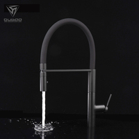Keran Air Panas dan Dingin Modern Warna Hitam Matte dengan Corong Silikon untuk Wastafel Dapur