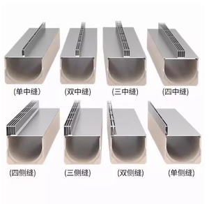 Canalina di drenaggio lineare moderna in acciaio inossidabile con copertura curva a fessura nascosta, griglia per acque piovane da esterno - Product Image 6