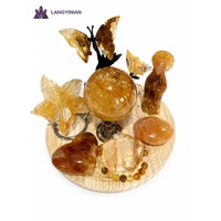 Ensemble d'objets d'art en cristal de citrine naturelle, ornements en pierre sculptés à la main, cadeau pour la décoration de la maison et du bureau