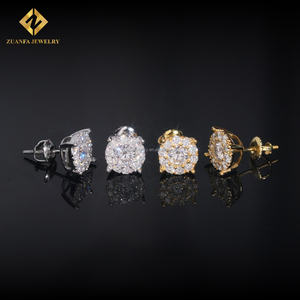ต่างหูสตั๊ดฮิปฮอปประดับเพชรสำหรับ925เงิน VVS Moissanite - Product Image 6