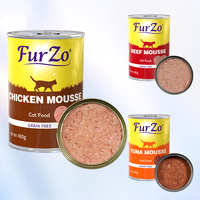 FurZo 400G Pasta Daging Kucing Kaleng, Pasta Mousse Tinggi Protein Bebas Biji-bijian Rasa Daging Sapi Tuna, Makanan Basah Lezat, Suplemen Nutrisi Lengkap