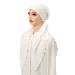 Vendita calda da <span class=keywords><strong>donna</strong></span> a coda lunga viscosa Hijab in tinta unita elastico corda sciarpa musulmana berretto etnico <span class=keywords><strong>bandane</strong></span> - Product Image 3