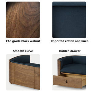 เตียงโซฟาไม้วอลนัทขนาดใหญ่สำหรับสุนัขแมว - Product Image 5