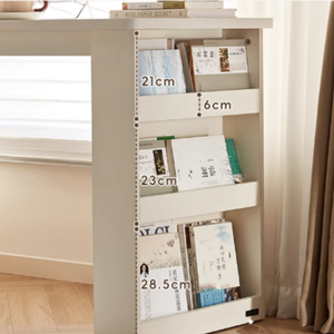 Scrivania Angolare Moderna in Legno Massello Stile Crema con Libreria Integrata per Camera da Letto e <span class=keywords><strong>Studio</strong></span>, Design Unico per <span class=keywords><strong>Soggiorno</strong></span> - Product Image 5