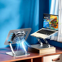 Soporte de Refrigeración para Portátil con Ventilador, Altura Ajustable, Base Elevadora de Aluminio para Portátiles Gaming y MacBook