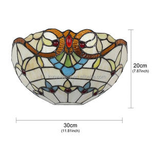 Lámpara de Pared Semicircular de Vidrio Teñido Marrón Estilo Tiffany de Lujo de 12 Pulgadas, Diseño Barroco para Dormitorio o Comedor - Product Image 6