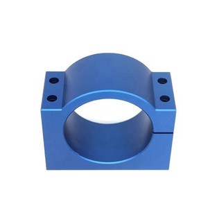 Soporte de sujeción de aluminio anodizado azul para husillo de motor, tipo dividido, con 4 orificios roscados, fabricado a medida con fresado CNC - Product Image 1