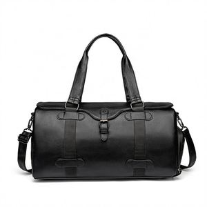 New Style Men PU Leather Waterproof Travel Bag Large Capacity Crossable Business <b>Luggage</b> Bag Detachable Shoulder <b>Strap</b> Gym Bag - Product Image 1