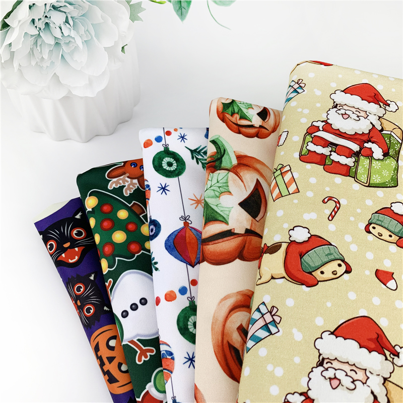 Christmas Pattern Cotton Spandex Fabric Knit Digital Print No MOQ Soft Touching
