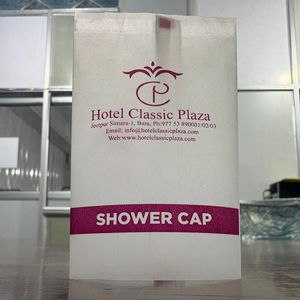 Bolsas de sellado térmico con sellado central, transparentes, con estampado monocromático, para kit dental de papel vegetal, para amenidades de hotel - Product Image 1