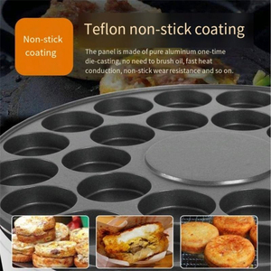 Máquina multifuncional para hacer hamburguesas de huevo y pasteles de frijol rojo, con molde antiadherente de aluminio y rueda para hacer tartas, ideal para carritos de comida móviles. - Product Image 5