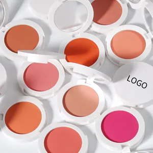 Logotipo personalizado blush em pó, mini iluminador quadrado de luxo bonito para maquiagem de blush branca brilhante para bochecha