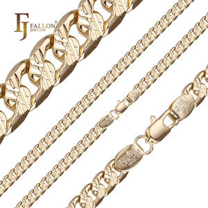 54110156 4mm + FJファロンファッションジュエリーカーブリンクダブルクロスハンマーチェーンメッキ14K金真鍮スプリット - Product Image 1