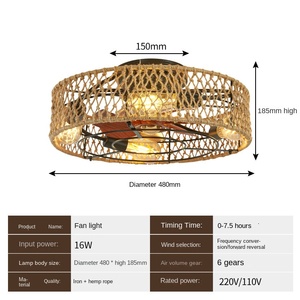 Hot Bán Phòng Ăn Dây Cổ Điển LED Ứng Dụng Điều Khiển Từ Xa Đơn Giản Quạt Trần Với Ánh Sáng Retro Công Nghiệp Màu Đen Yên Tĩnh Hữu Ích - Product Image 5