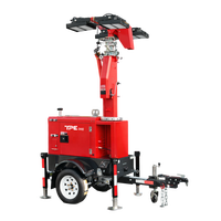 Tour d'éclairage diesel Kubota 4 kW avec mât télescopique de 7 m et 4 projecteurs LED de 350 W pour la construction et l'exploitation minière