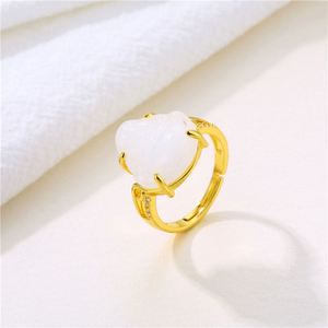 Hot Fashion Elegant Gold Plated Open <b>Adjustable</b> <b>Ring</b> Wholesale Trendy Charm Zircon Jade Maitreya Buddha <b>Ring</b> for Women - Product Image 6