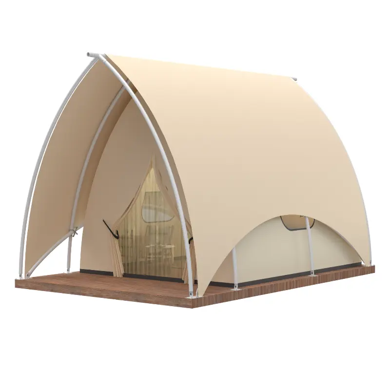 אתר נופש קמפינג מלון מעץ משפחה חופשה יוקרתית מסגרת פלדה חיצונית אוהל ספארי
