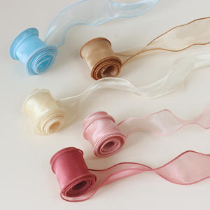 Fashion pita Organza poliester tipis pita Organza warna-warni untuk kemasan hadiah bunga kue - Product Image 4