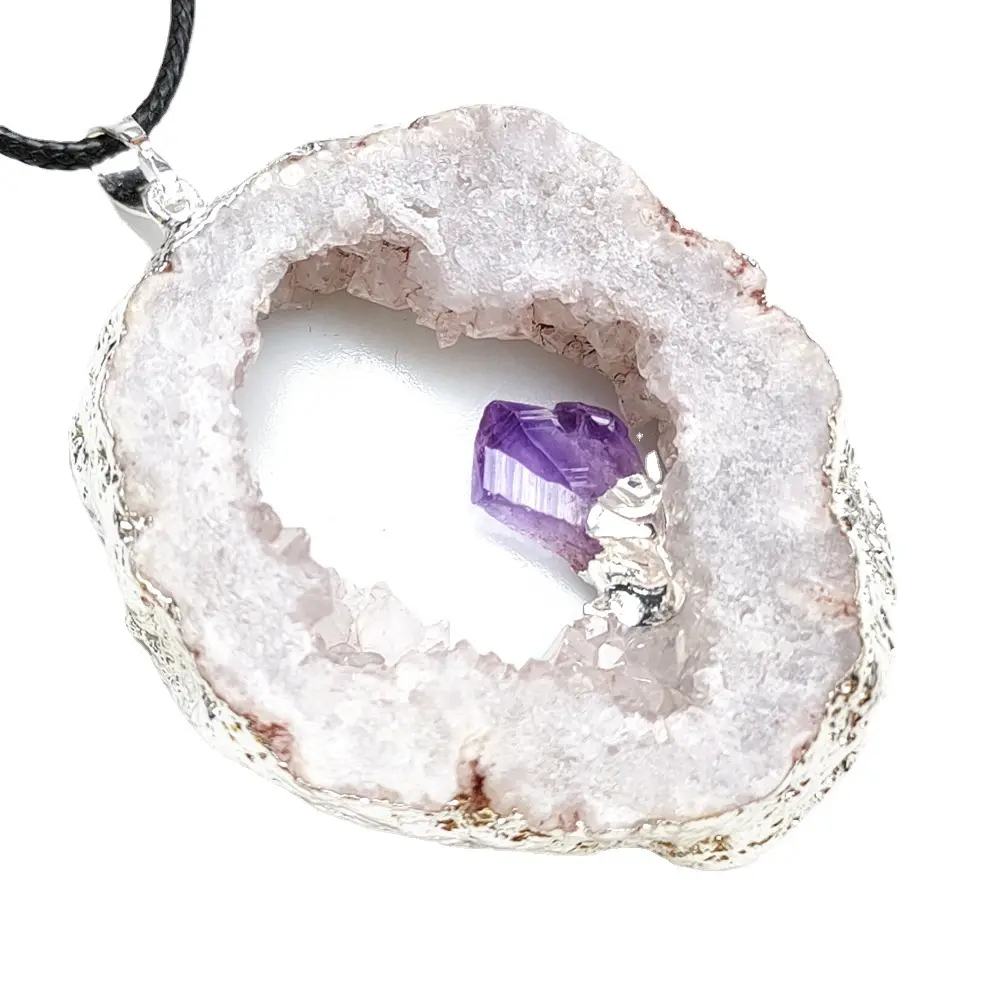 Natuurlijke Healing Agaat Druzy Geode Onregelmatige Hanger Voor Sieraden Maken Amethist Charmes Hanger