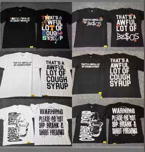 T-shirt Vintage da <span class=keywords><strong>Uomo</strong></span> a Maniche Corte 100% Cotone con Stampa Serigrafica Personalizzata COUGH SYRUP Rhime Double Cup Design Traspirante 240 - Product Image 3
