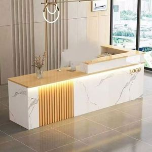 L Shape Modern <b>Simple</b> Design Black Customized Color Front Counter With Many Storage Small Office Reception <b>Desk</b> - Product Image 1