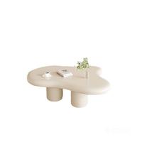 Ensemble de tables basses modernes pour la maison, couleur crème, design en forme de nuage ondulé, table centrale pour le salon