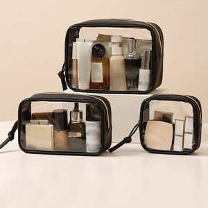 Custom Logo Waterproof PVC Clear Makeup Pouch Travel Toiletry clear Make up Bag Transparent PVC Cosmetic Bags With Zipper - Product Image 3