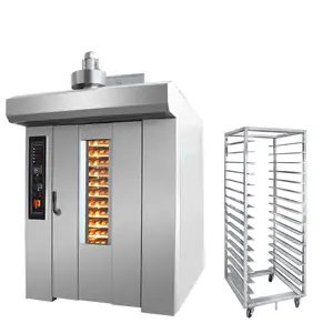 RM Large Chimneyless Eletric Gas Shanghai Baking Loaf Mesin Star Oven Rotary 12 10 Rack Motors Bread Bakery Oven 6 8 32 64 Trays