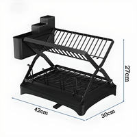 Égouttoir de cuisine pliable en forme de X à plusieurs niveaux pour comptoir, support de rangement et de séchage pour bols, baguettes et divers ustensiles de cuisine