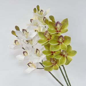 Orchidées Cymbidium artificielles imprimées en 3D à 6 têtes, en soie PU, haute simulation, pour décoration de mariage et de maison - Product Image 1