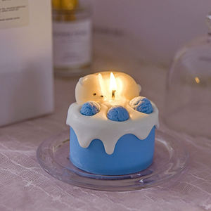 เทียนหอมระเหยถั่วเหลืองทรงหมีสีฟ้ารูปหมีเทียนหอมระเหยขี้ผึ้งถั่วเหลืองใช้ตกแต่งเป็นของขวัญสำหรับแขกวันหยุดคุณครู - Product Image 4