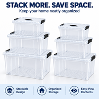 Boîtes de rangement en PP transparentes empilables pour placard, chambre à coucher, vêtements, 16L, 27L, 43L, 65L, 100L, 135L, 180L