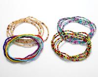 Perles de taille élastiques néon Hicarer, 6 pièces, perles de ventre colorées, chaîne de corps africaine, chaîne de taille, collier de bikini, bracelet, cheville