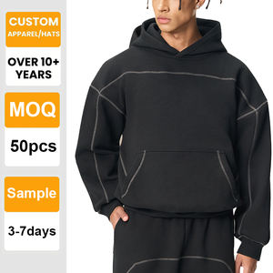 Sweat-shirt à capuche surdimensionné de qualité supérieure, personnalisé en gros, broderie lourde, dégradé, sweat-shirt carré vierge, 400GSM, veste - Product Image 1