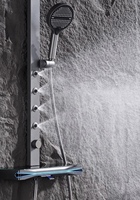 Système de douche mural classique poli à triple fonction avec tête de douche, cartouche céramique, douchette à main réglable, ensemble de robinetterie de douche noir