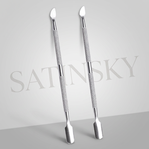 Pousse-cuticules et coupe-cuticules double tête de qualité professionnelle en acier inoxydable pour ongles des mains et des pieds SATINSKY - Product Image 3