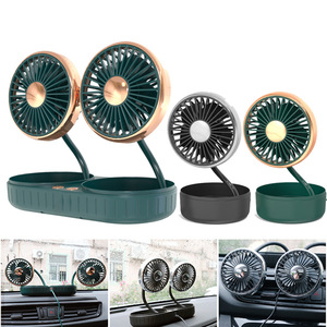 Mini Ventilador Doble para Auto, Rotación de 360 Grados, USB, Portátil, Ventilador de Ventilación para Auto, Verde, Negro, Plateado - Product Image 1