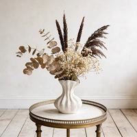 Vase en porcelaine texturée Wabi Sabi, style ferme, rétro, plissé, pour fleurs séchées, décoration artistique de table