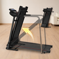 Unit Lari Kardio Bluetooth Pintar dengan Kemiringan Motor 1-15%, Aplikasi Kinomap, Layar Ganda, Treadmill Lipat untuk Gym Rumah