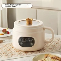 Casserole électrique multifonctionnelle en acier inoxydable de 2 L avec contrôle numérique de la température et couvercle en verre trempé pour usage domestique et en dortoir