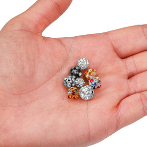 Rhinestone Flower <b>Ball</b> Beads Small Double Hole Spacer Jewelry Findings Copper Plated <b>Sphere</b> Design Loose Beads For Bracelet - Product Image 4