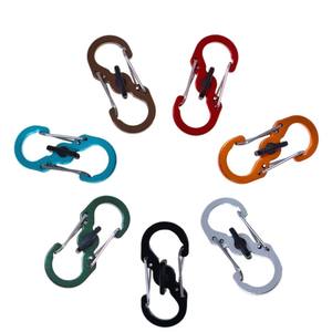 Mini mousqueton en alliage d'aluminium en forme de huit, verrouillable, antivol, pour sac de voyage, avec serrure, capacité de charge de 1 kg - Product Image 1