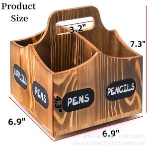 Estante de almacenamiento de suministros de arte de madera, soporte para lápices de 4 compartimentos con asa, organizador de escritorio para bolígrafos, crayones y marcadores - Product Image 4
