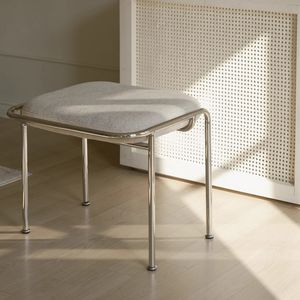 Taburete Tapizado de Estilo Nórdico Bauhaus, Cuadrado, con Patrón Geométrico Abstracto, Asiento para Dormitorio o Vestidor - Product Image 2