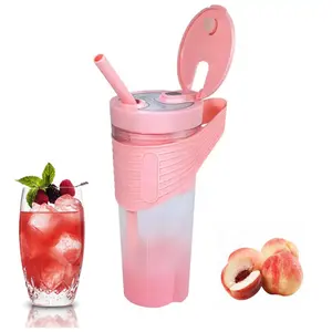 Mélangeur de fruits en plastique sans BPA multifonction de 460ml Mélangeur de protéines pouvant être accroché Mélangeur portable Shaker Bouteille électrique