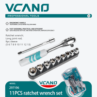 Set Kunci Soket Ratchet Metrik VCANO, Universal dengan Bit Hex, Batang Sambung Panjang, Gagang Karet Ergonomis, OEM Dapat Disesuaikan