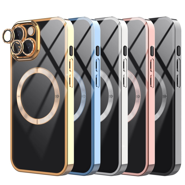 Electroplate Wireless Shockproof Charging Phone Case for Iphone 16 Luxury Magnetic Cell Phone Cover for Iphone 16 Pro