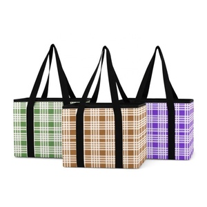 Hawaiian Palaka Print Car Grocery Bags Stand up Tote Box Custom Reusable Foldable Nylon Shopping Tote Bag with Handle - Product Image 1