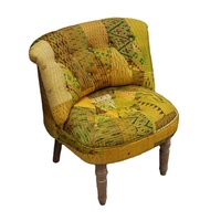 Großhandel Balkon-Loungesessel Kantha Patchwork Sessel Boho Einzelsofa Outdoor Relax Baumwollstoff Holzbeine OEM ODM